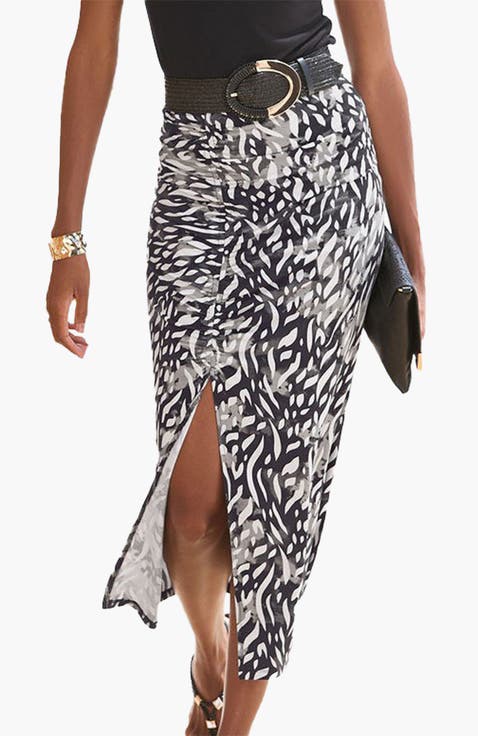 Ruched Detail Midi Skirt