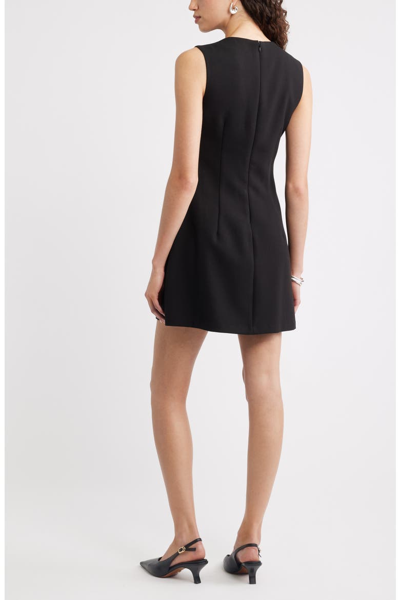 Button Front Sleeveless Minidress, Alternate, color, BLACK