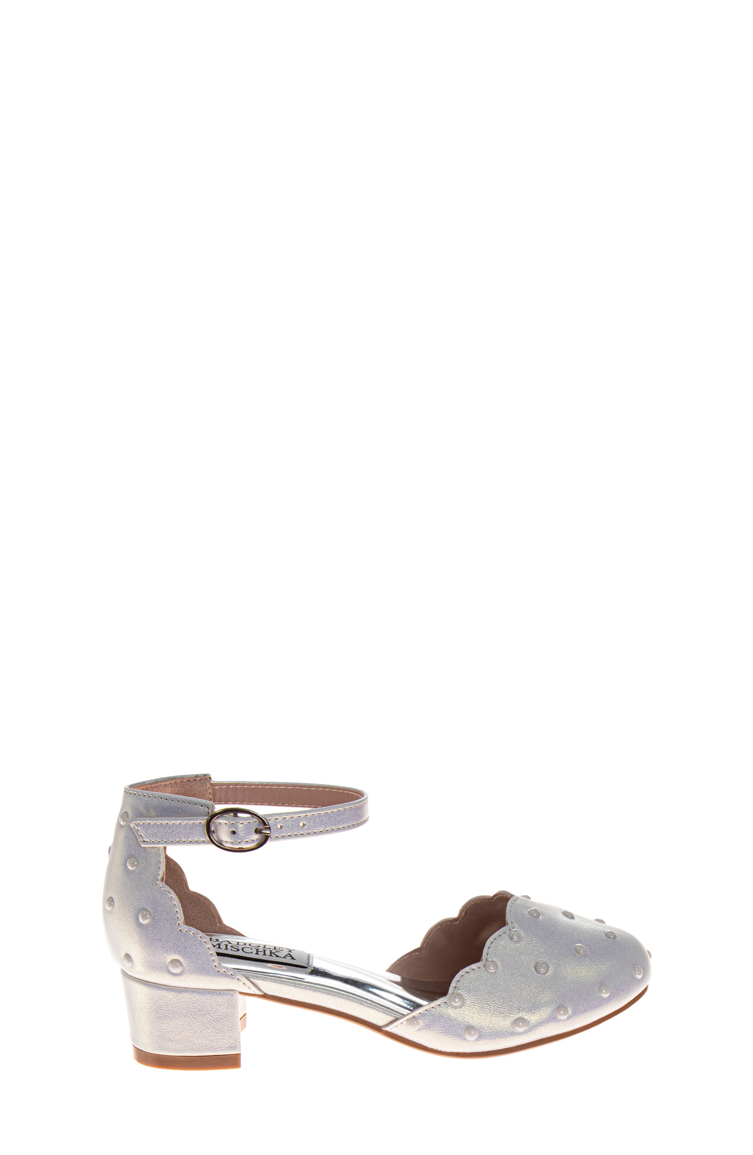 Badgley Mischka Collection Kids' Ankle Strap Pump, Alternate, color, White