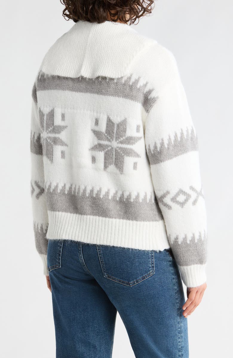 INTERNATIONAL DESIGNER Snowflake Zip-Up Cardigan, Alternate, color, Cream/ Grey