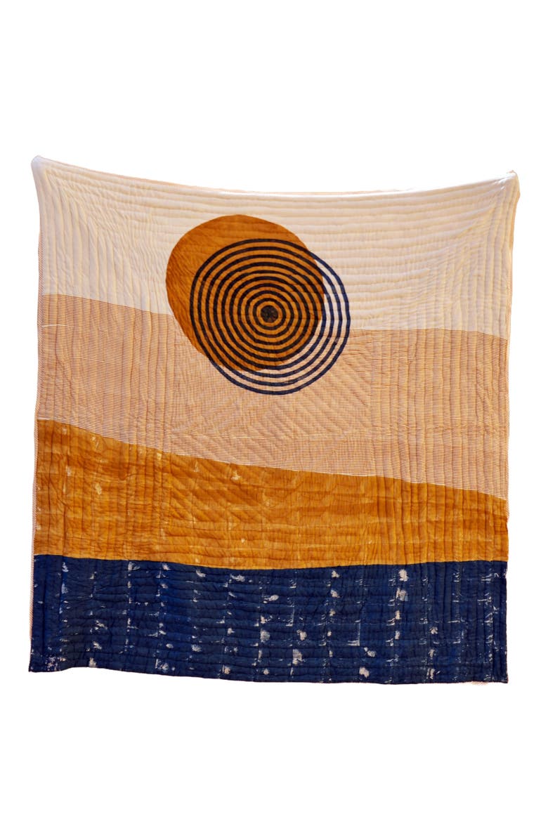 CQC LA SPIRAL Sunset Quilt Bedding Set With 2 Shams, Main, color, White, Yellow, Blue