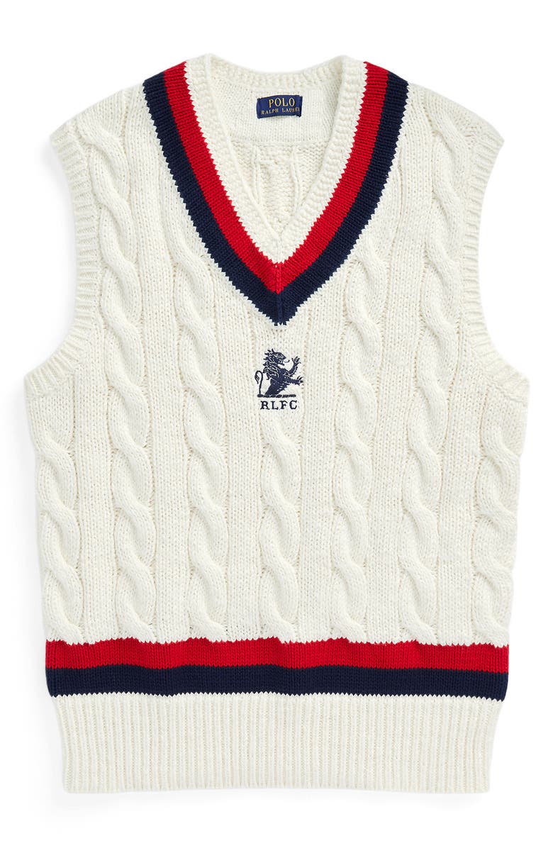 Polo Ralph Lauren Cable Stitch Cotton Sweater Vest, Alternate, color, 
