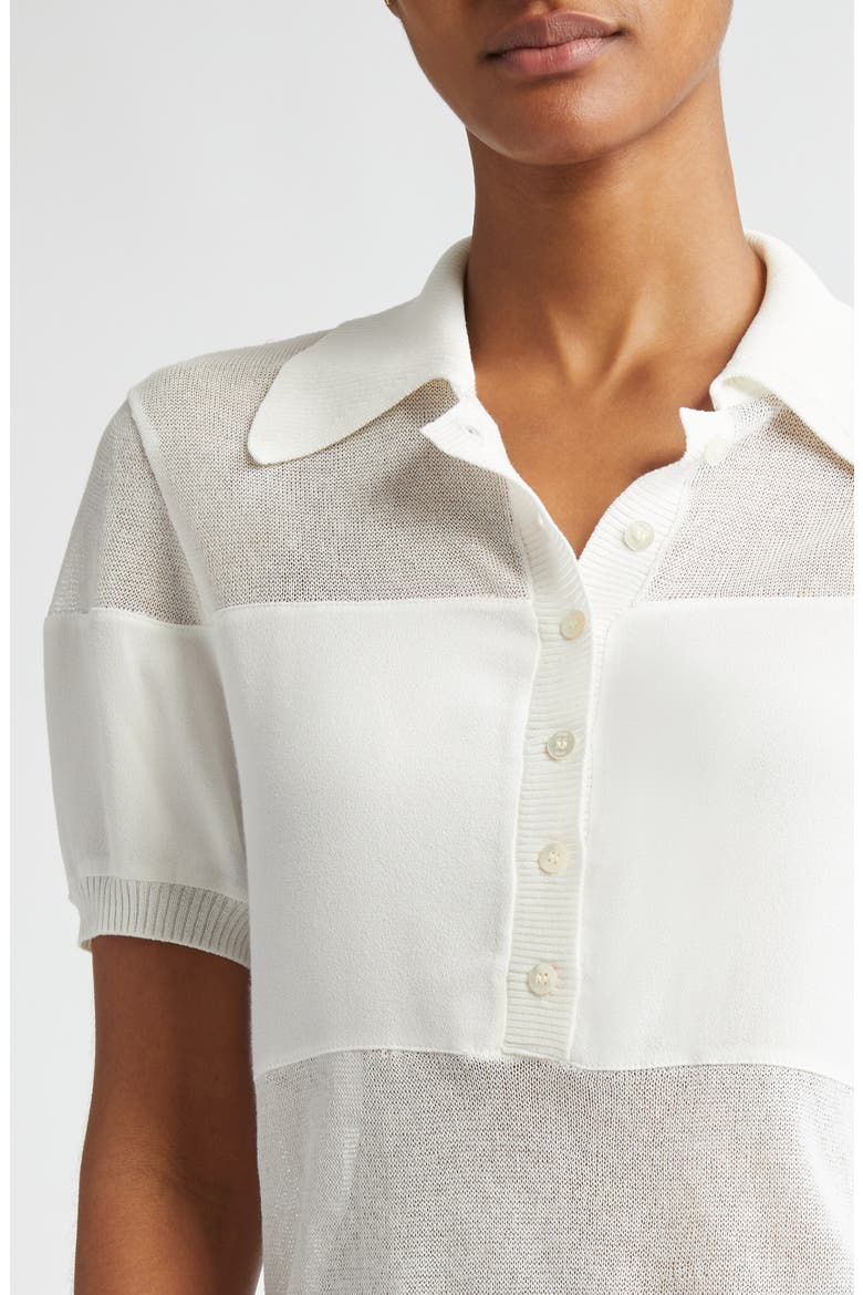 Quaint Short Sleeve Cotton Blend Polo Sweater, Alternate, color, WHITE