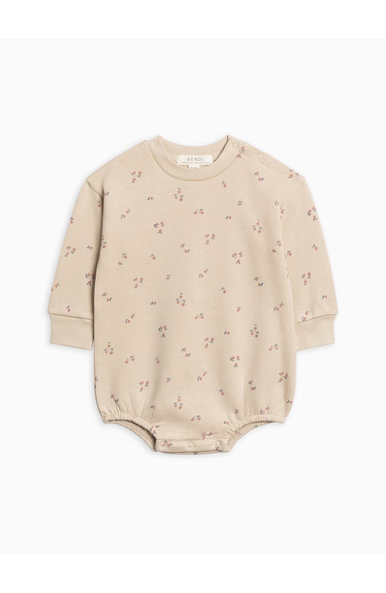 Kendi Jamie Fleece Bubble Romper, Main, color, Fani Floral / Oat + Raspberry