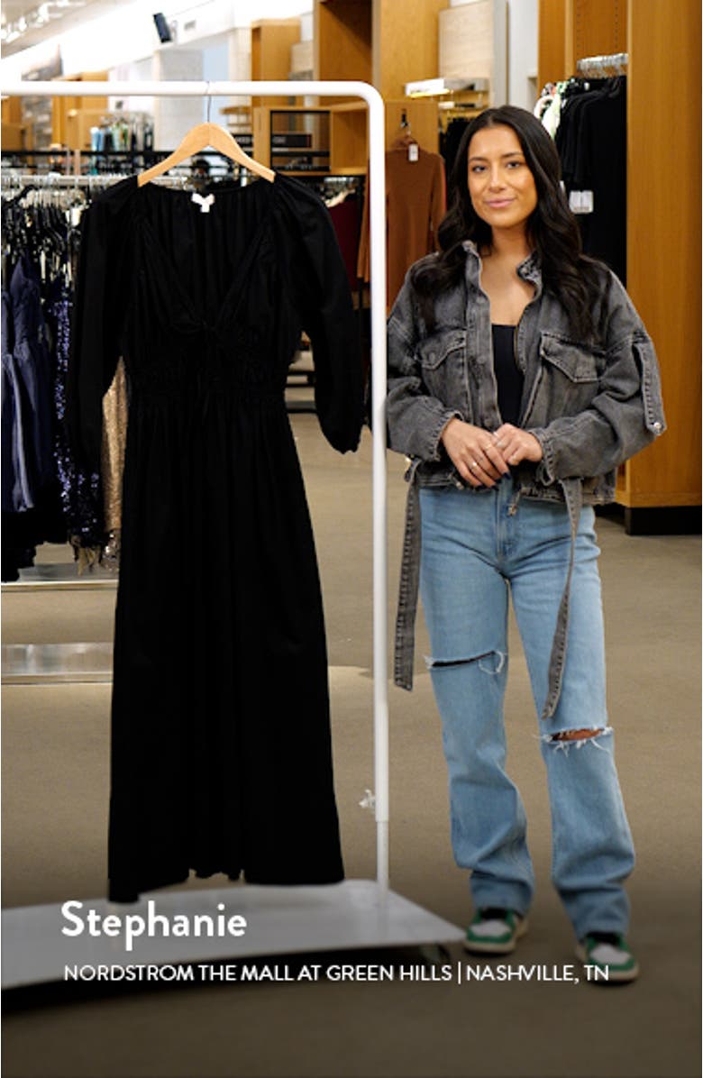 Veronica Ruched Puff Elbow Sleeve Midi Dress, sales video thumbnail