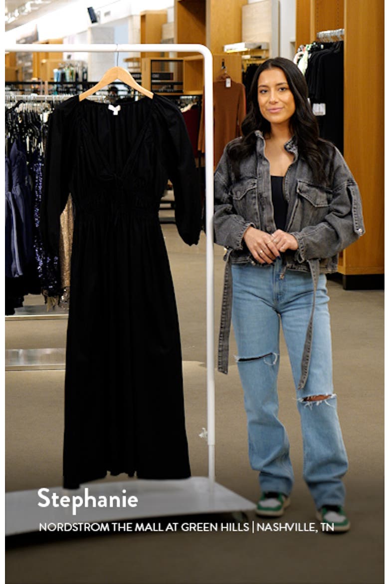 Veronica Ruched Puff Elbow Sleeve Midi Dress video