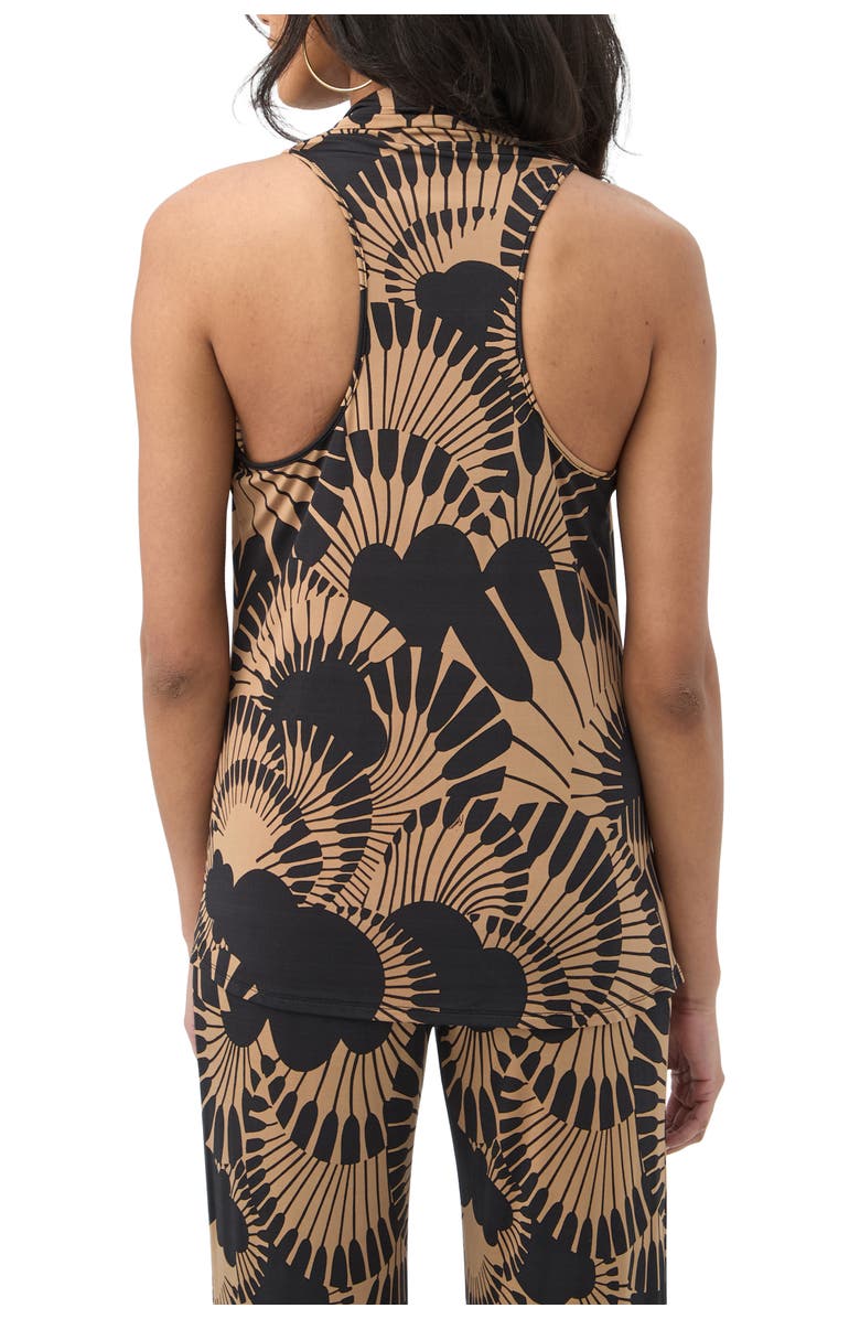 Trina Turk Mosiac Printed Jersey Cowl Neck Top, Alternate, color, Black/Camel