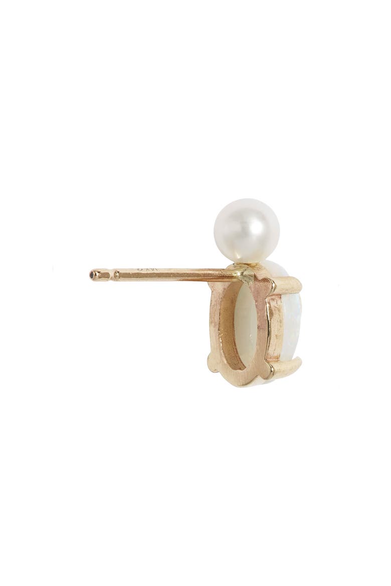 Opal & Cultured Pearl Stud Earrings, Alternate, color, 14KYG