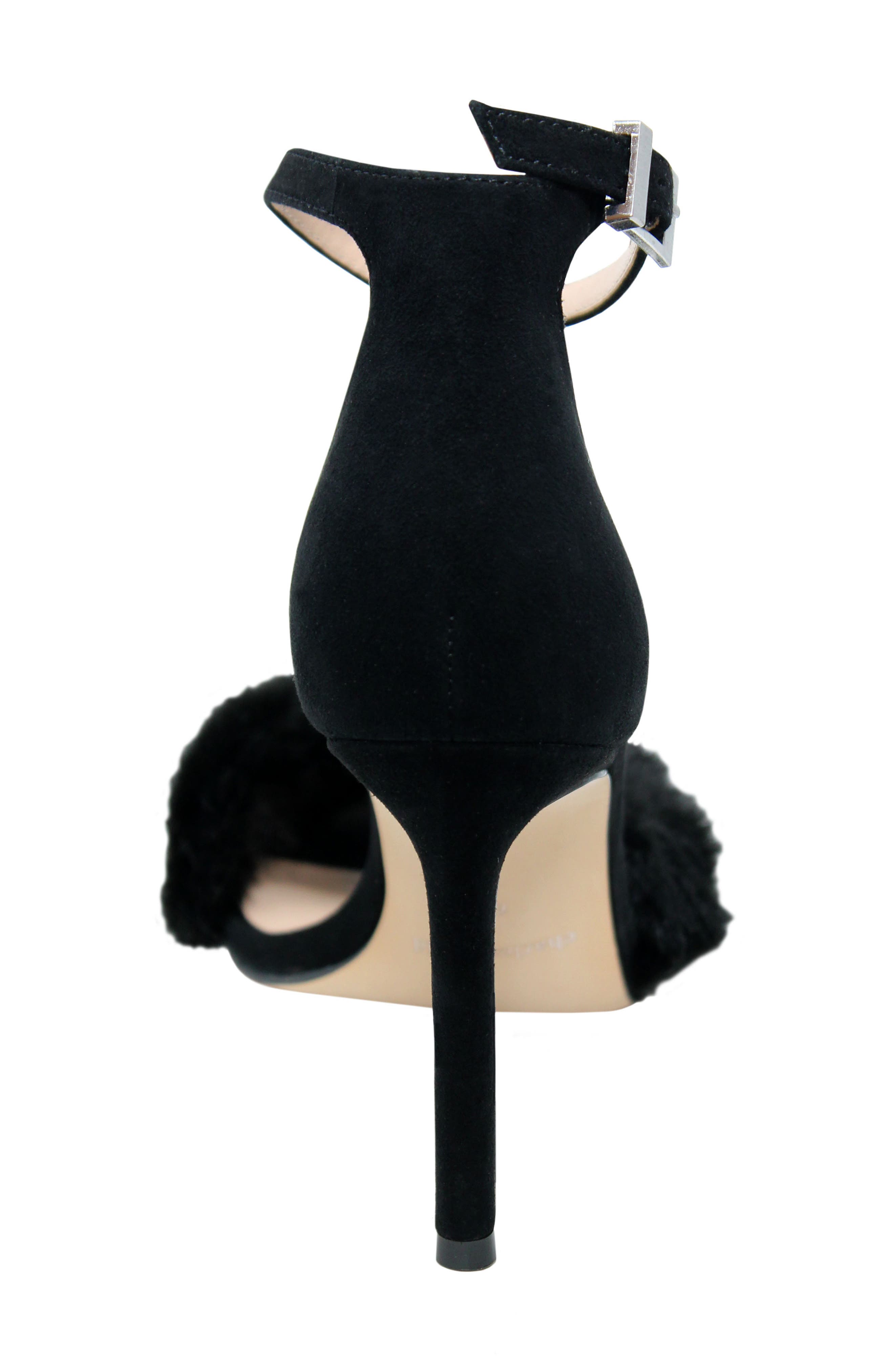 Empoli Faux Fur Sandal, Alternate, color, BLACK