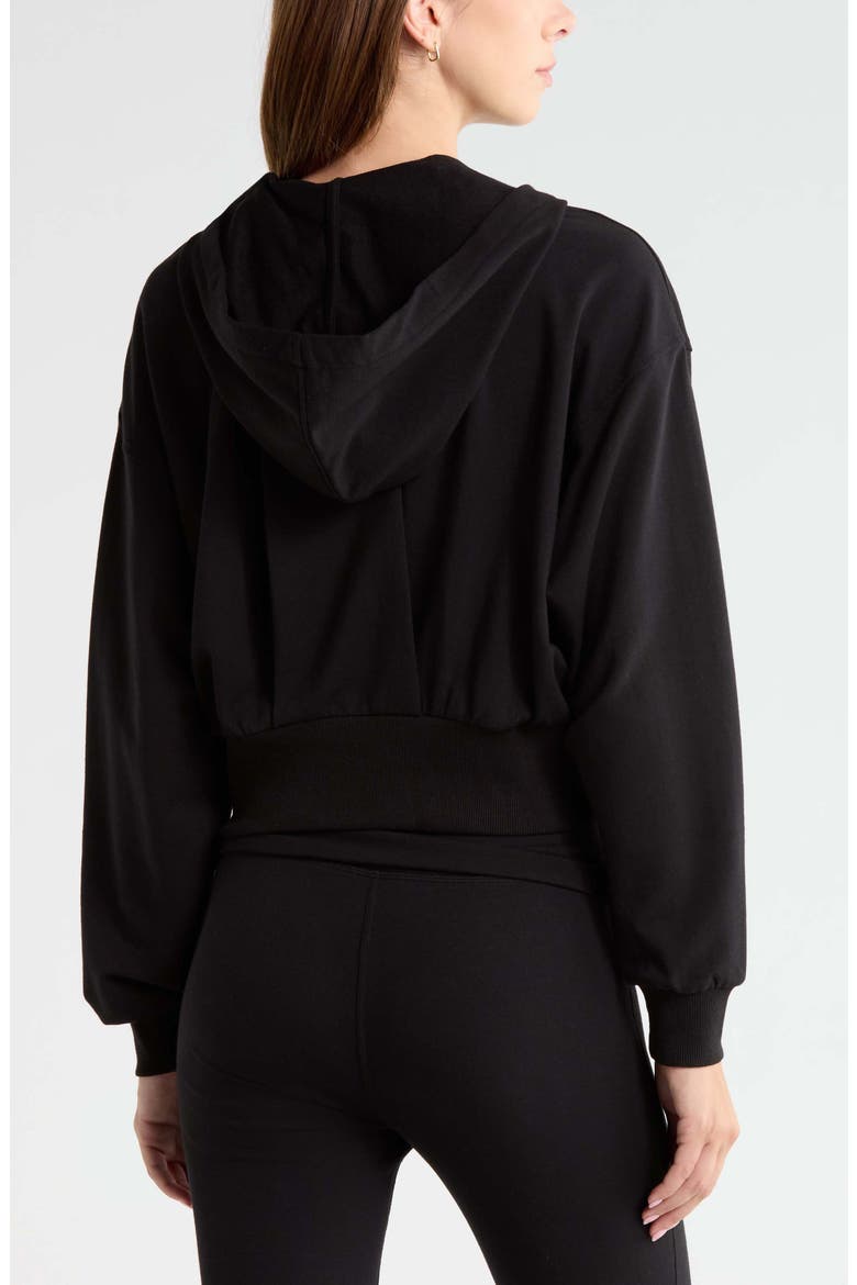 Weekend Stretch Cotton Blend French Terry Hoodie, Alternate, color, BLACK