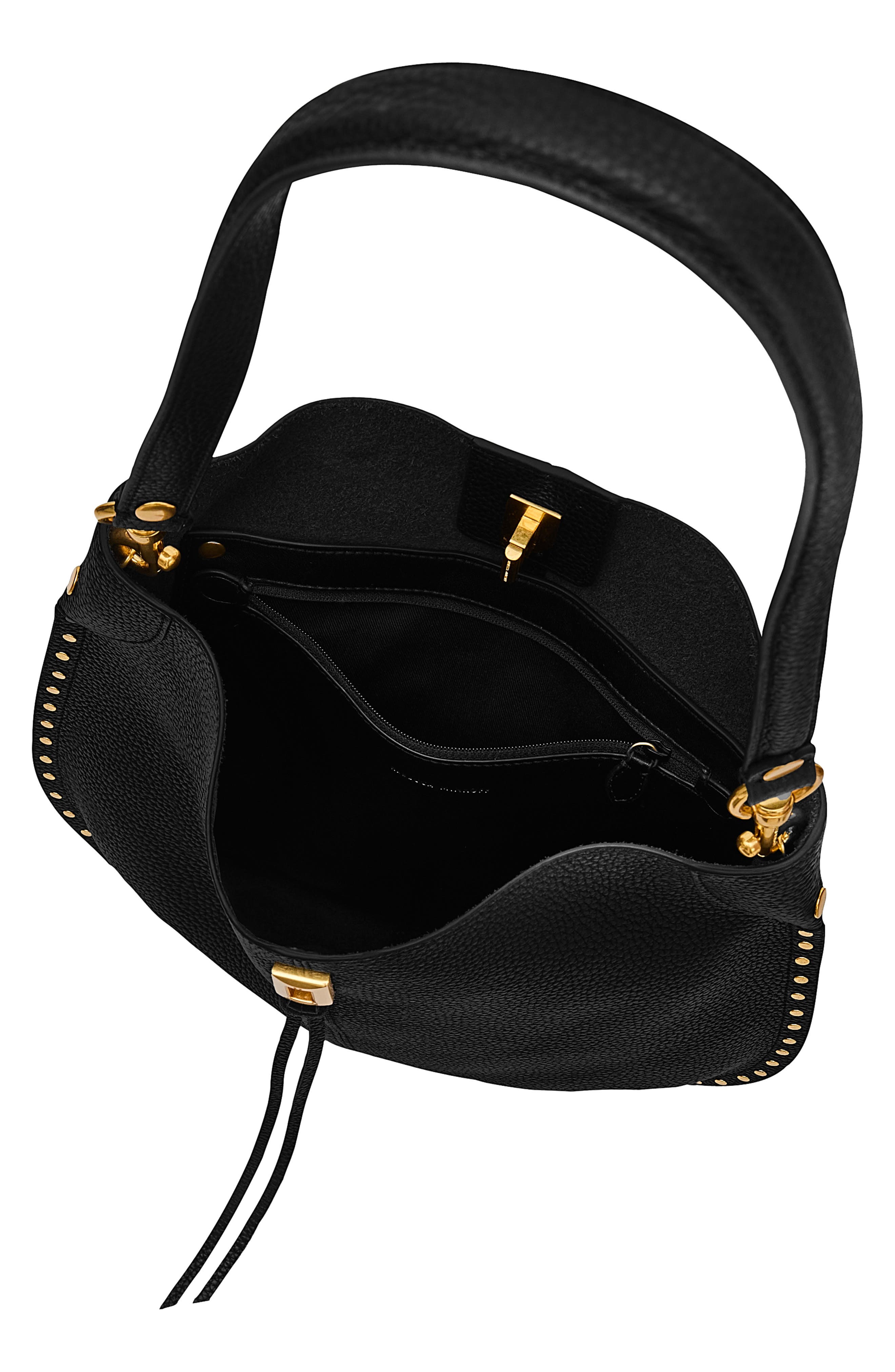 Darren Slim Leather Shoulder Bag, Alternate, color, BLACK