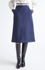 Valentino Garavani Belted Virgin Wool & Silk Midi Skirt