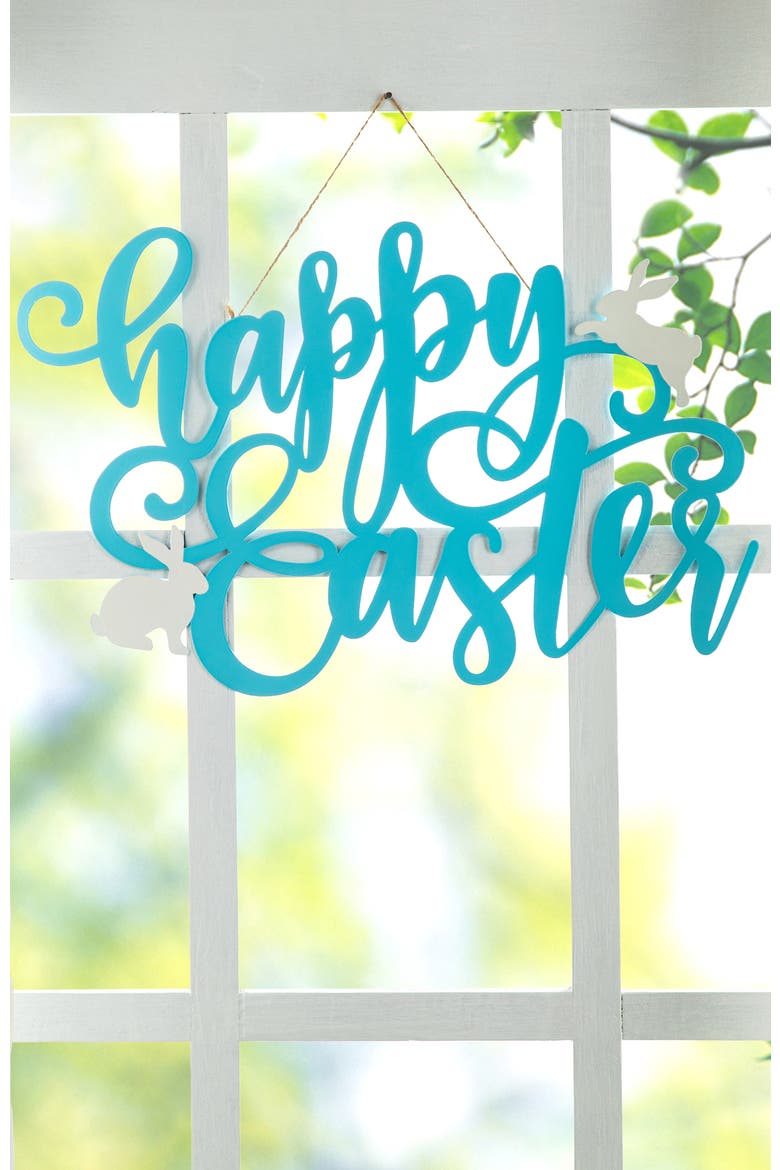 18"L Easter Metal Happy Easter Door Hanger, Alternate, color, Blue