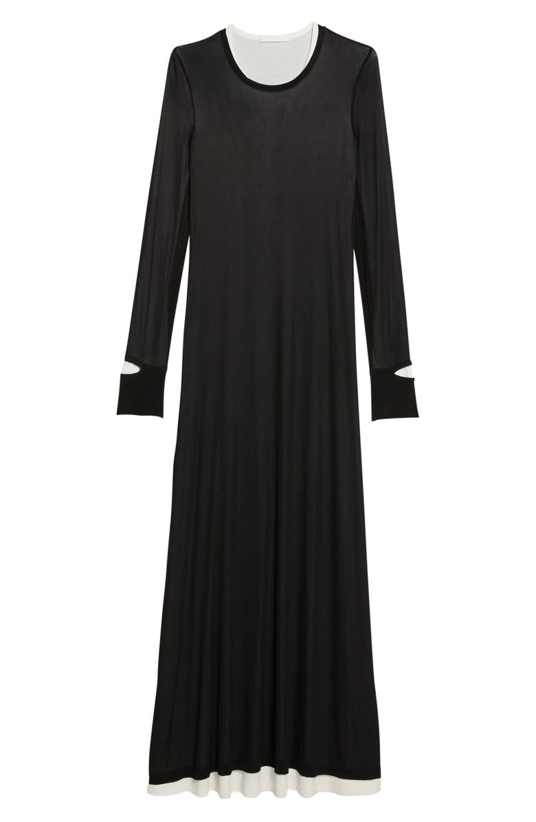 Helmut Lang Double Layer Long Sleeve Maxi Dress, Alternate, color, Black