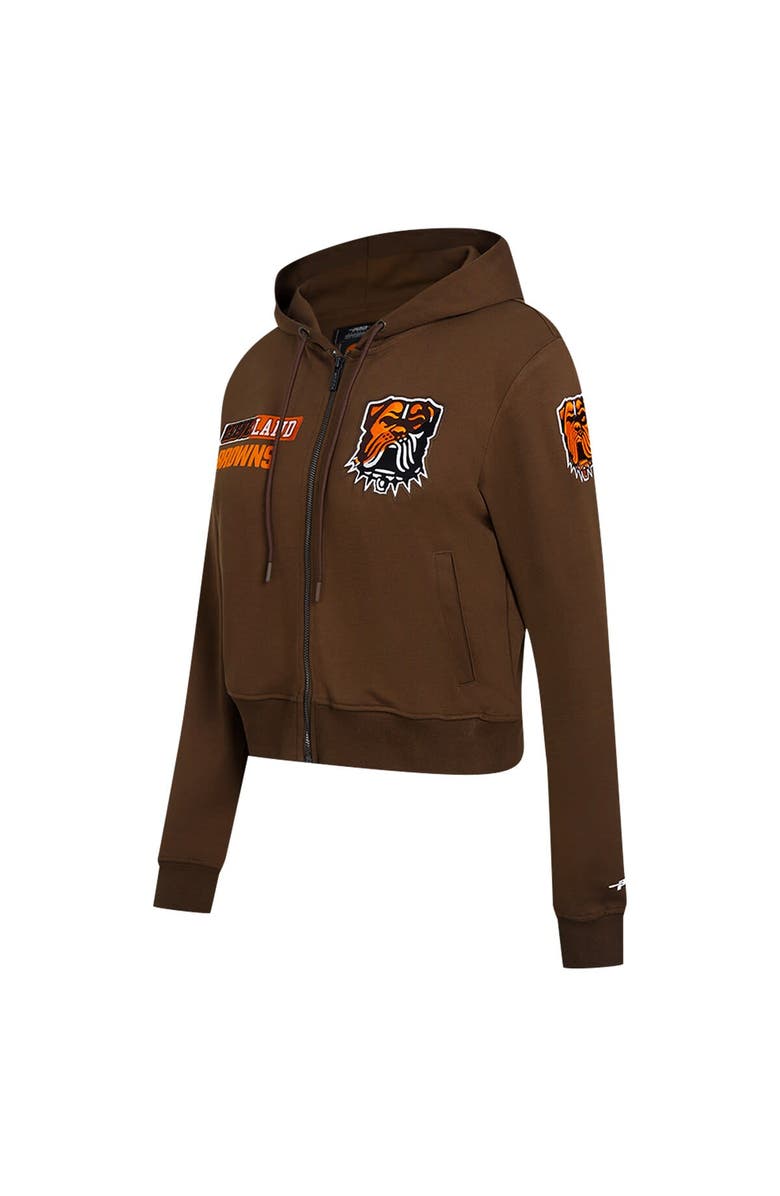 PRO STANDARD Women's Pro Standard Brown Cleveland Browns Split Logo Full-Zip Hoodie, Alternate, color, 
