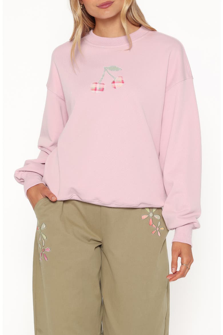 Cayley Patchwork Sweatshirt, Main, color, PINK CHERRY