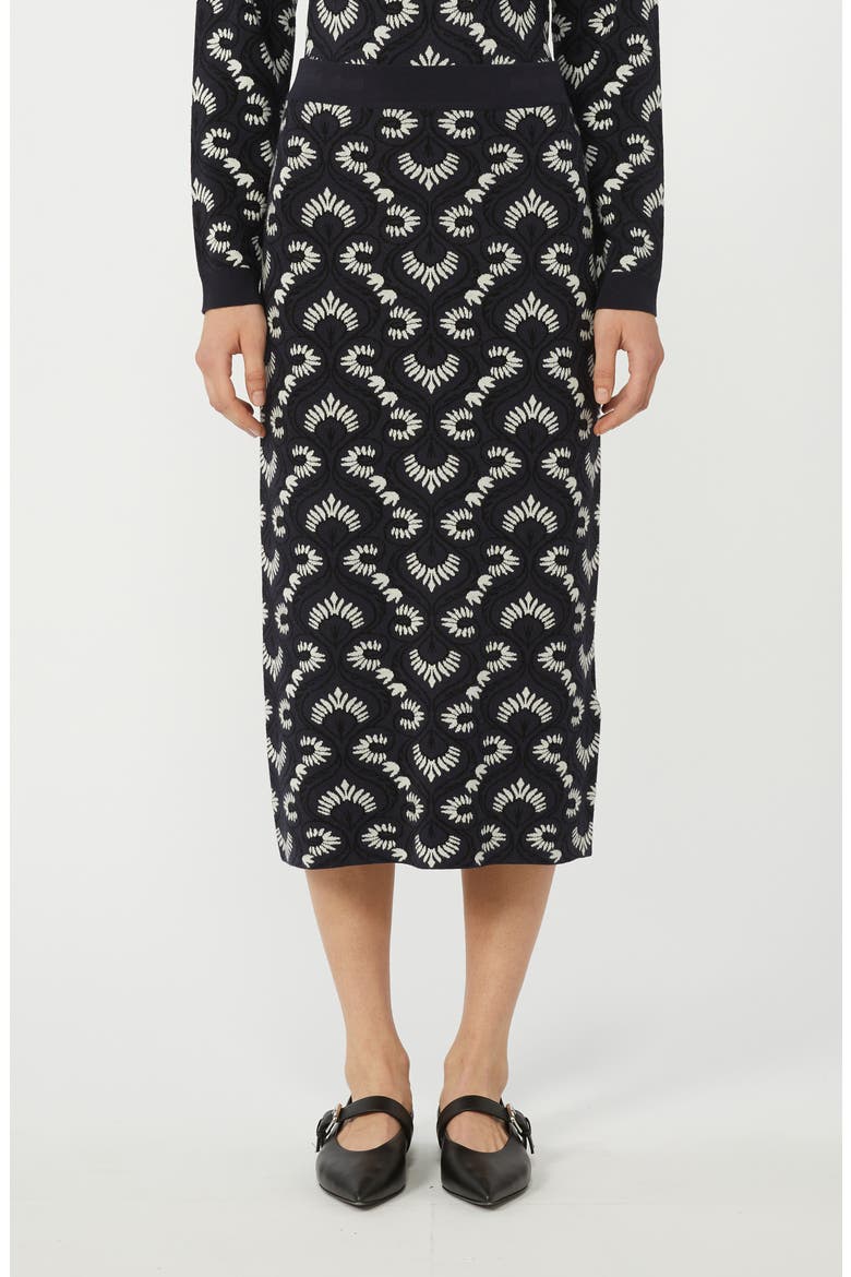 Vacuo Embroidered Knit Skirt, Main, color, NAVY