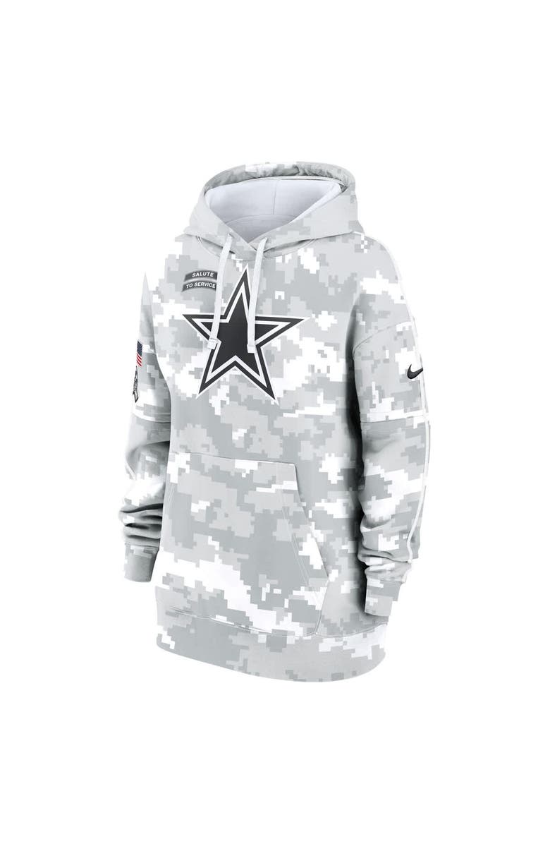 Nike Women's Nike Arctic Camo Dallas Cowboys 2024 Salute To Service Club Fleece Oversized Pullover Hoodie, Alternate, color, 