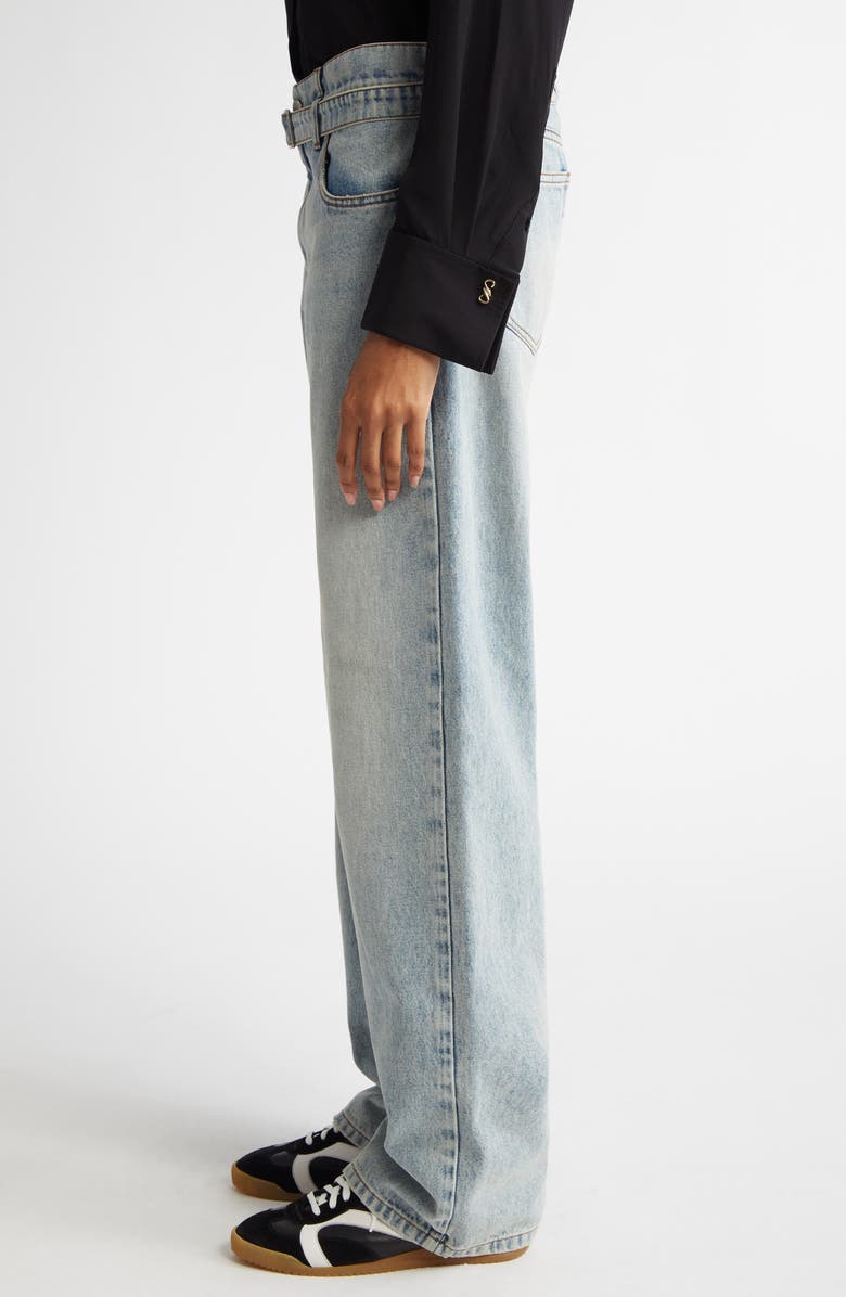 Proenza Schouler Ellsworth Belted Boyfriend Jeans, Alternate, color, Classic Wash
