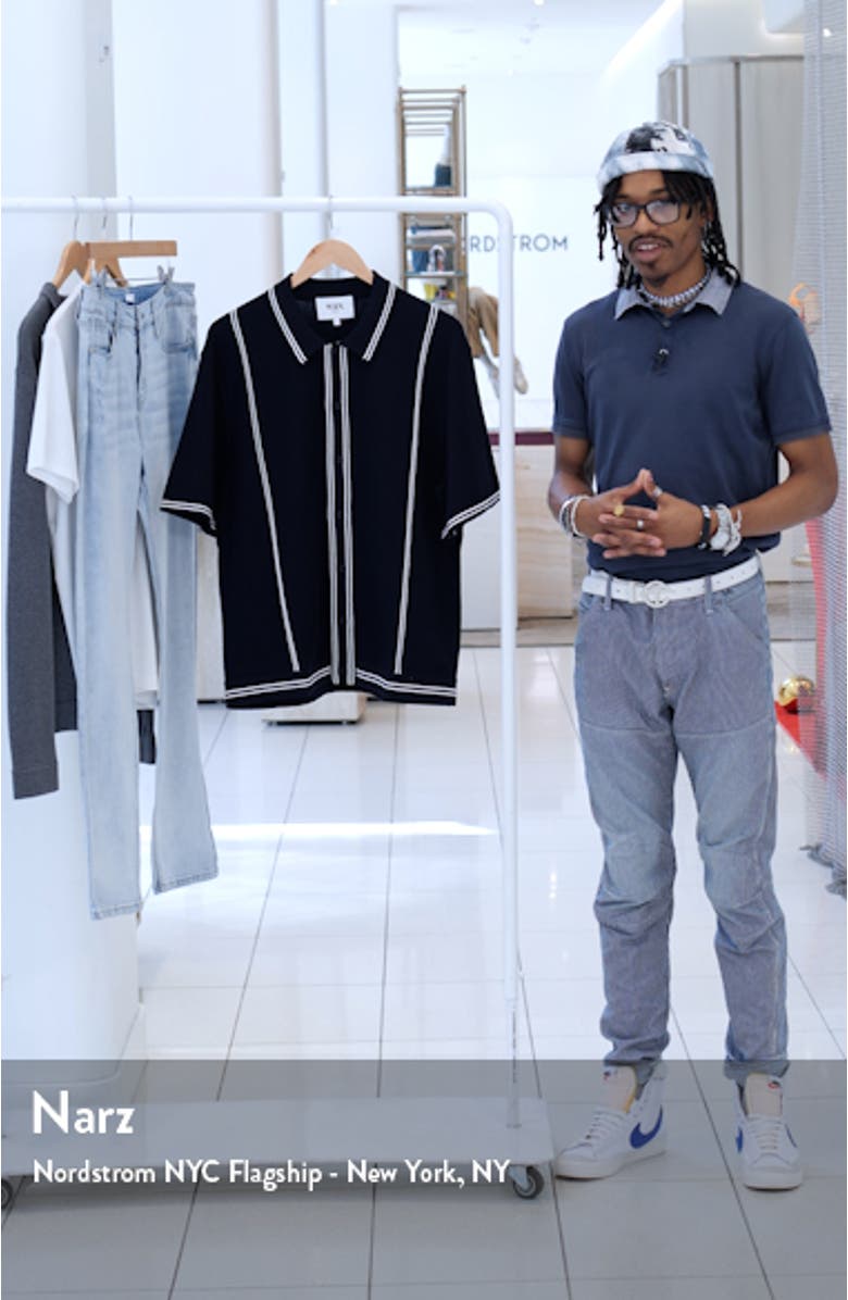 Minori Short Sleeve Milano Knit Button-Up Shirt, sales video thumbnail