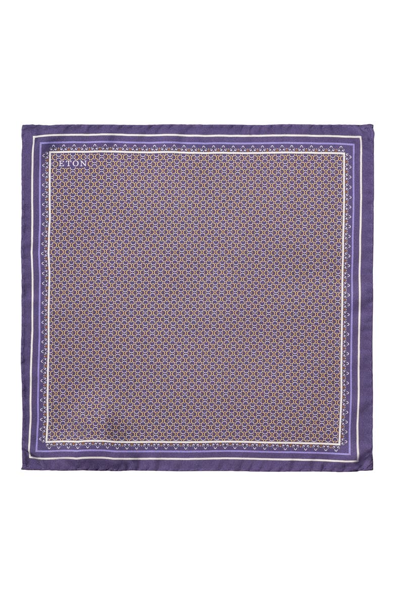 Geometric Silk Twill Pocket Square, Alternate, color, MEDIUM PURPLE
