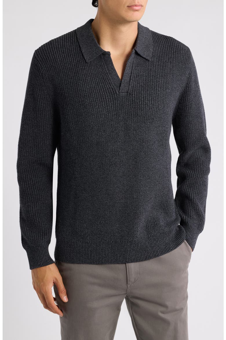 Bolinas Johnny Collar Sweater Polo, Main, color, CHARCOAL HEATHER