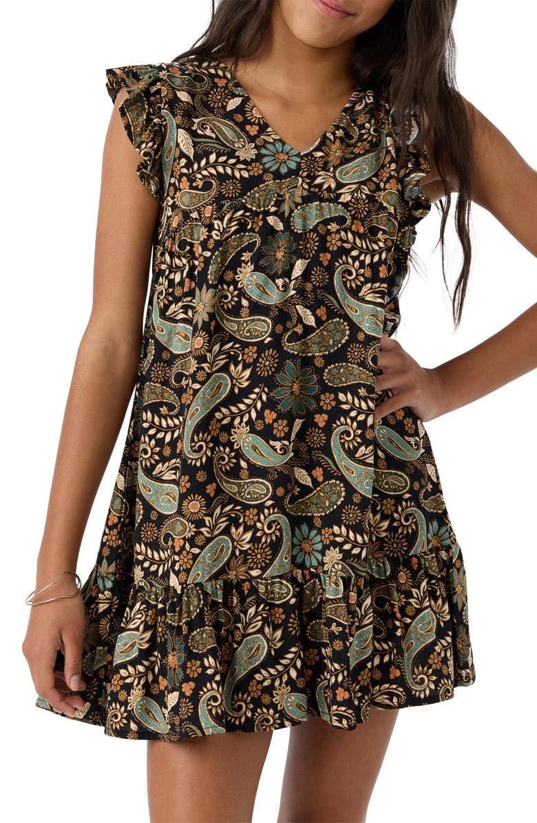O'Neill Kids' Suzana Paisley Flutter Sleeve Dress, Alternate, color,