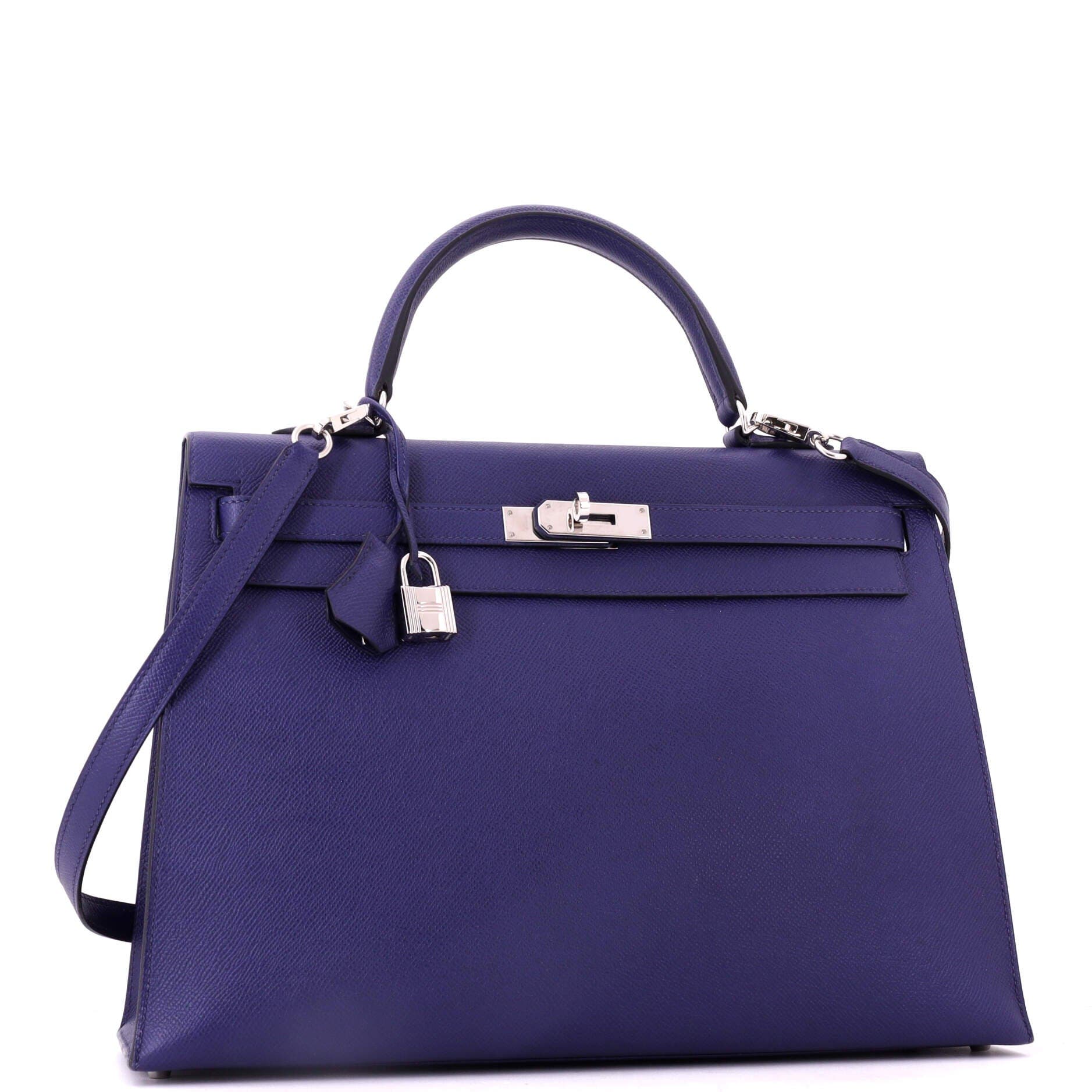 Kelly Handbag Blue Epsom with Palladium Hardware 35, Alternate, color, Blue