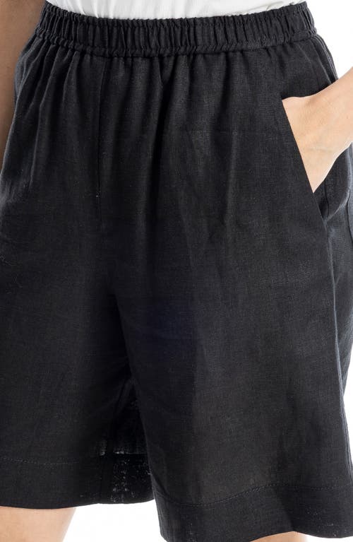 Max Studio Linen Blend Long Shorts In Black