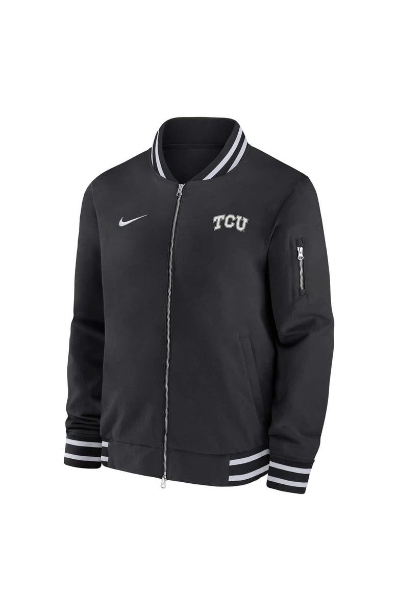 Nike Men's Nike Black TCU Horned Frogs Full-Zip Bomber Jacket, Main, color, Black