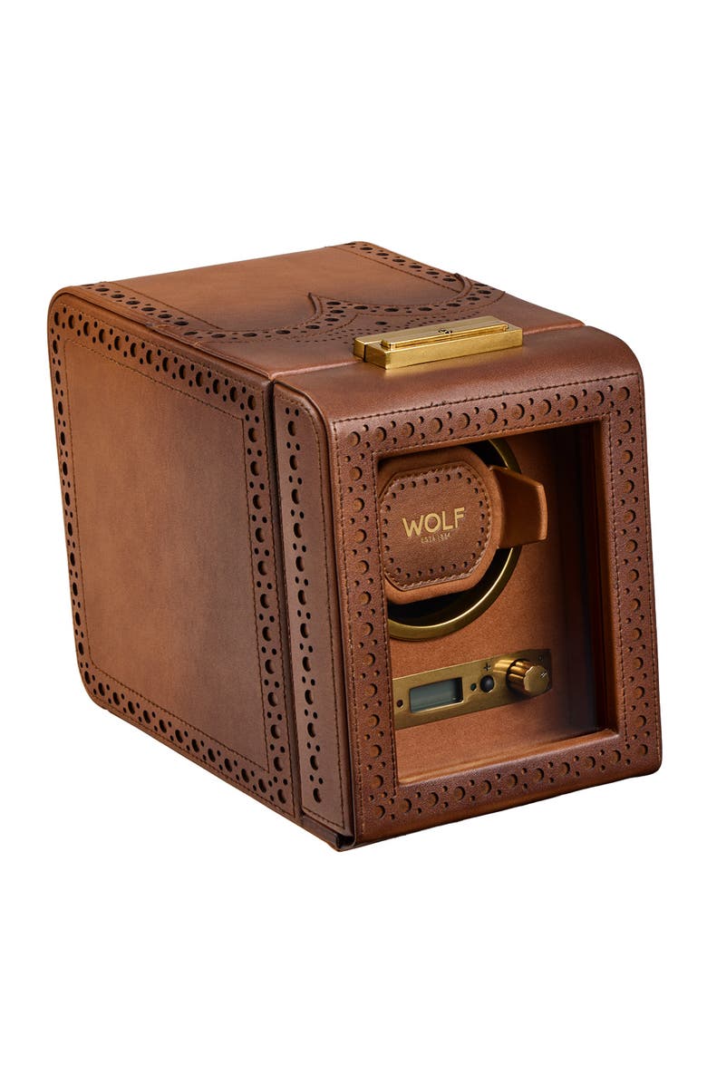 WOLF Brogue Single Watch Winder, Alternate, color, Burnished Brown