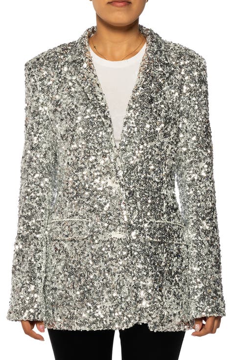 Isa Sequin Notch Lapel Blazer