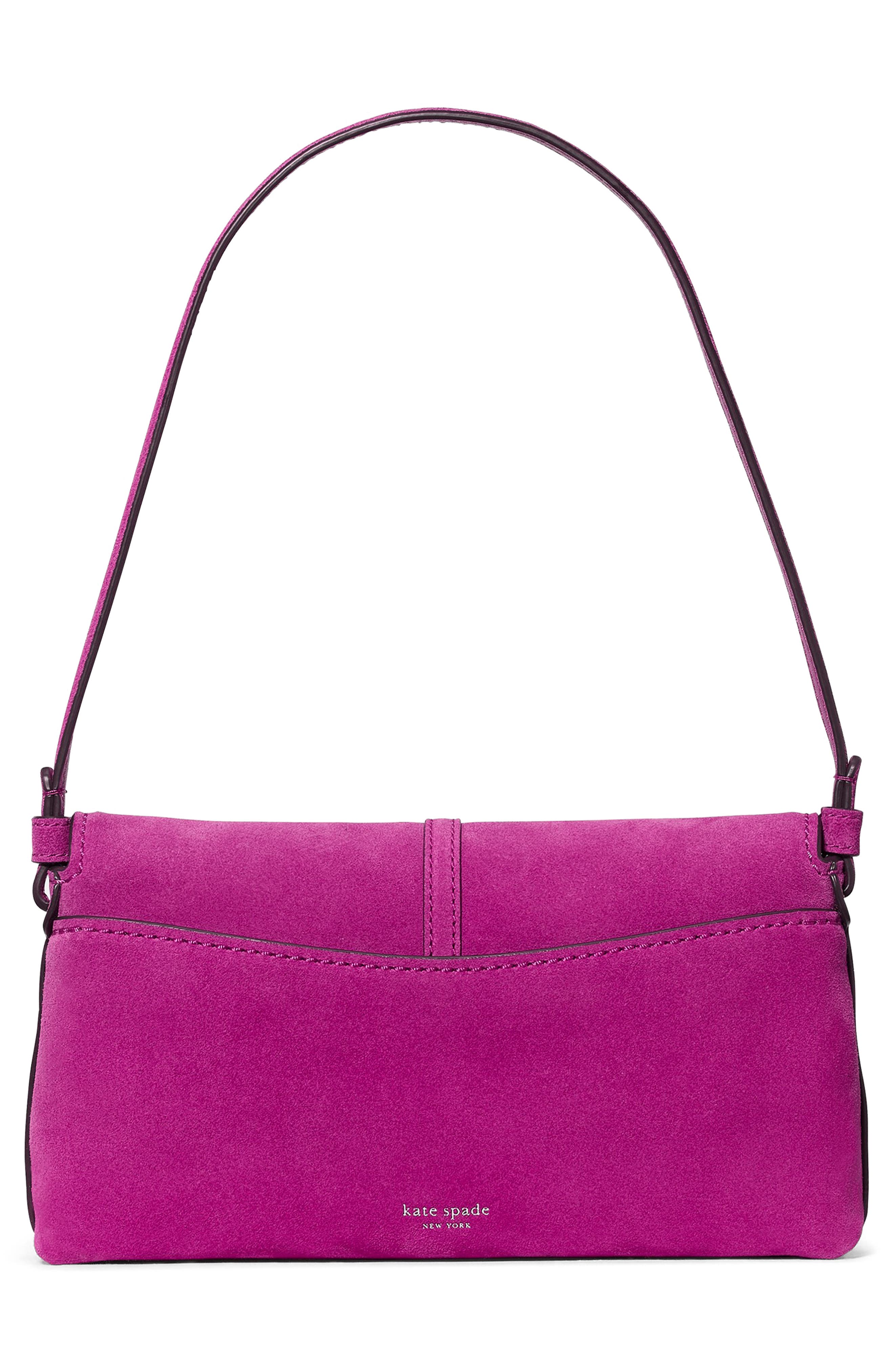 Loop Leather & Suede Shoulder Bag, Alternate, color, BEET