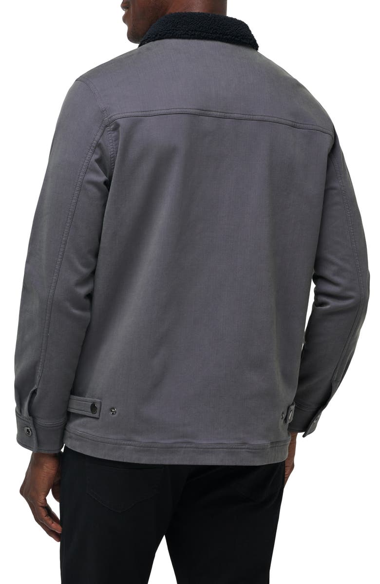 TravisMathew Cloud Denim Fleece Collar Jacket, Alternate, color, Grey Pinstripe