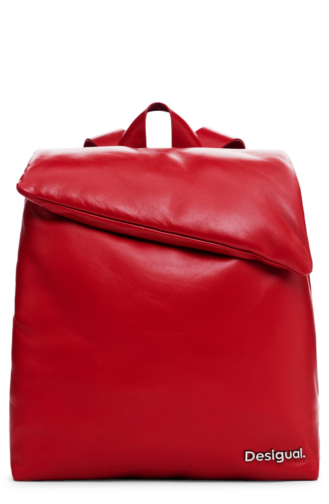 Desigual Mini Sheepskin Leather Backpack, Main, color, Red