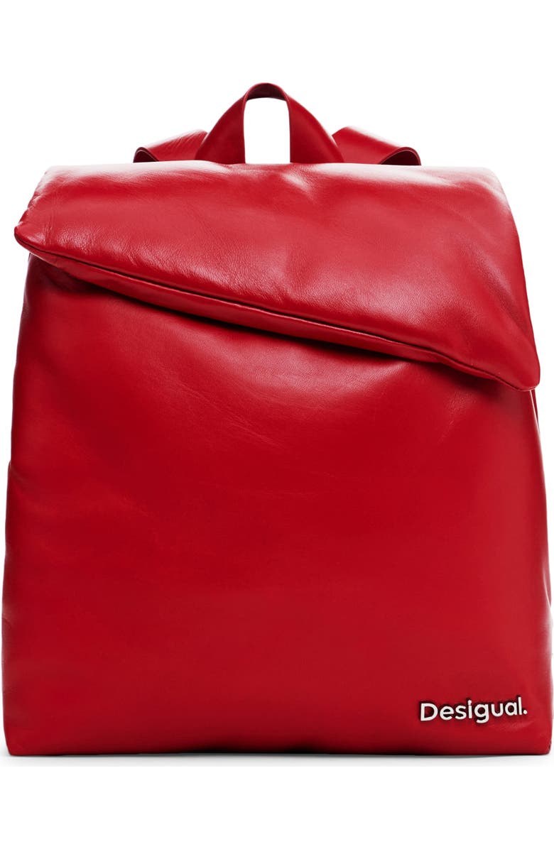 Desigual Mini Sheepskin Leather Backpack, Main, color, Red