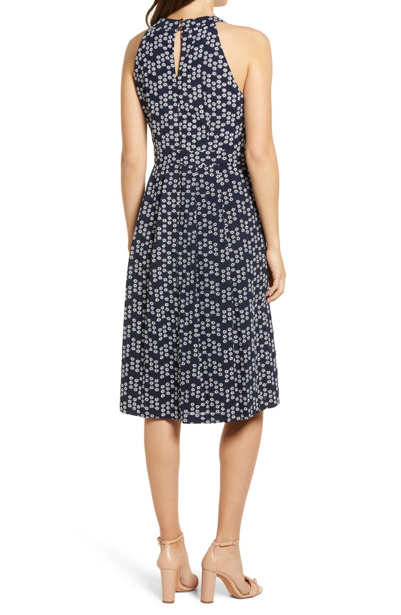 Donna Ricco Daisy Embroidered Keyhole Halter Dress, Alternate, color,