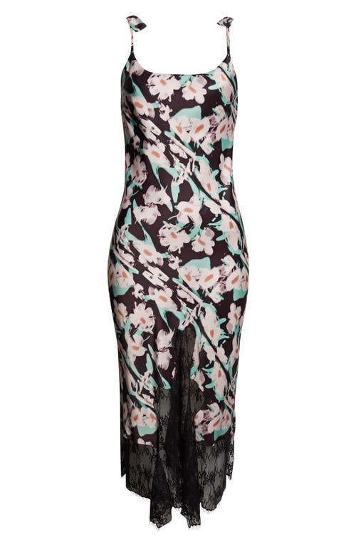 Collina Strada Cypress Painted Daisy Lace Trim Slipdress In Black