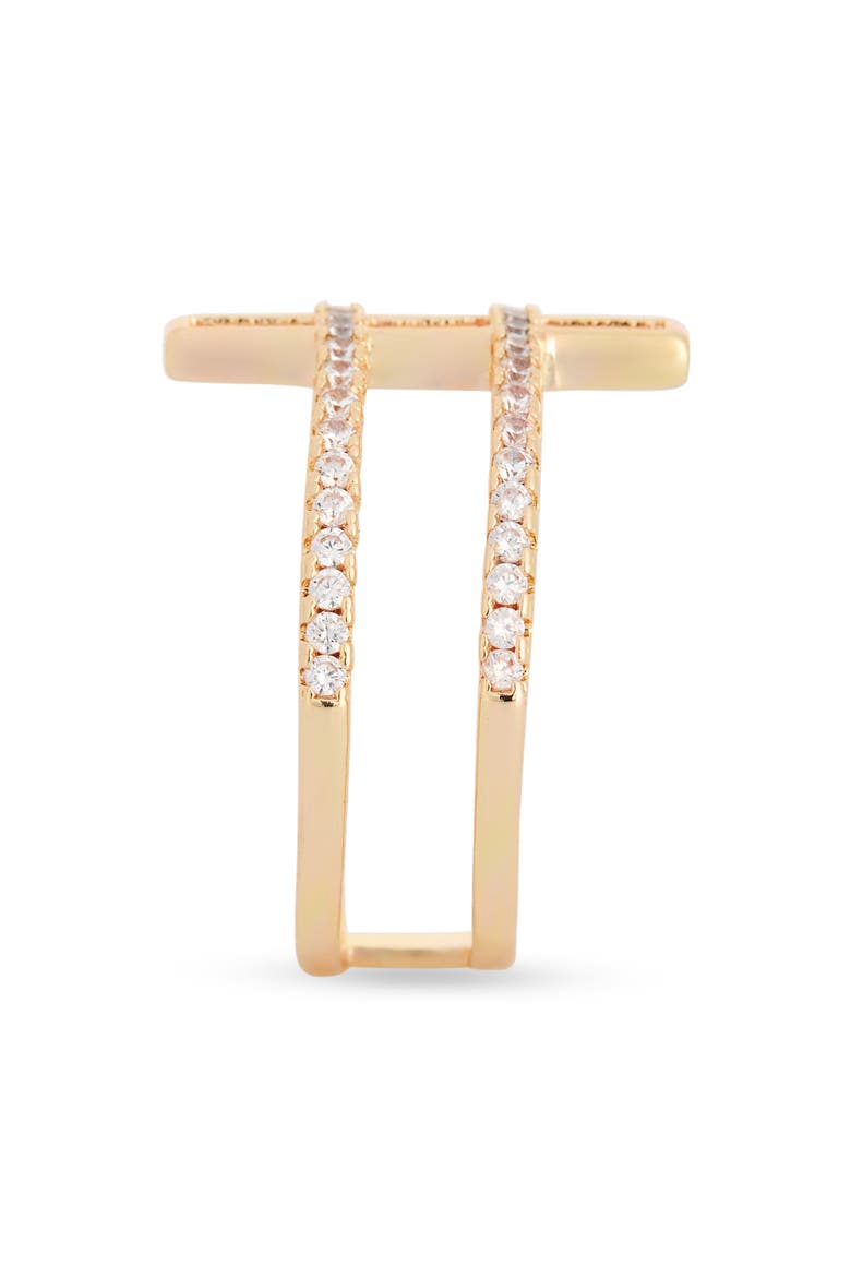 Cubic Zirconia Open Double Row Ring, Alternate, color, CLEAR- GOLD