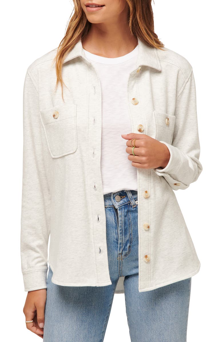 TravisMathew Cloud Jersey Shacket, Main, color, Heather Light Grey