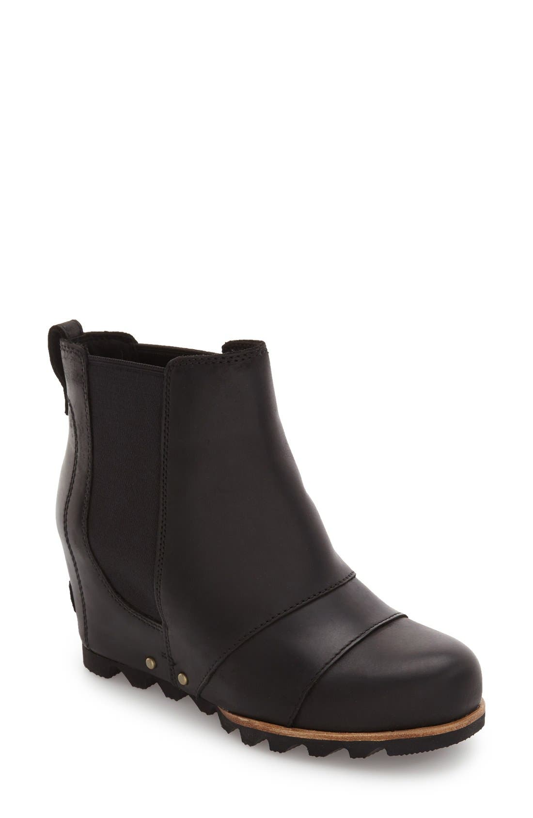 'Lea' Waterproof Wedge Bootie, Main, color, BLACK