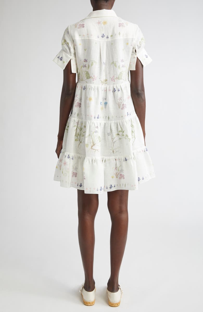 Erdem Short Sleeve Linen Shirtdress, Alternate, color, Botanical Garden White