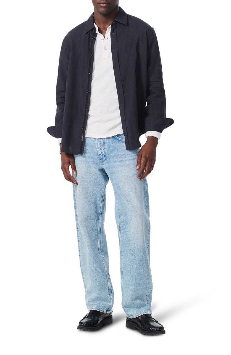 rag & bone Finch Linen Blend Button-Up Shirt, Alternate, color, Black