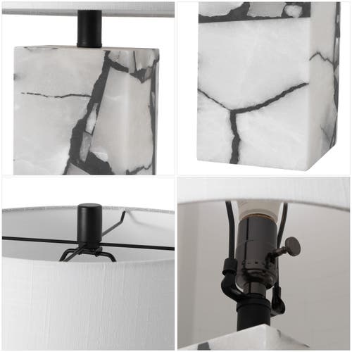Jonathan Y Elizabeth 24.25" Contemporary Coastal Alabaster Led Table Lamp With Body Night Light In White