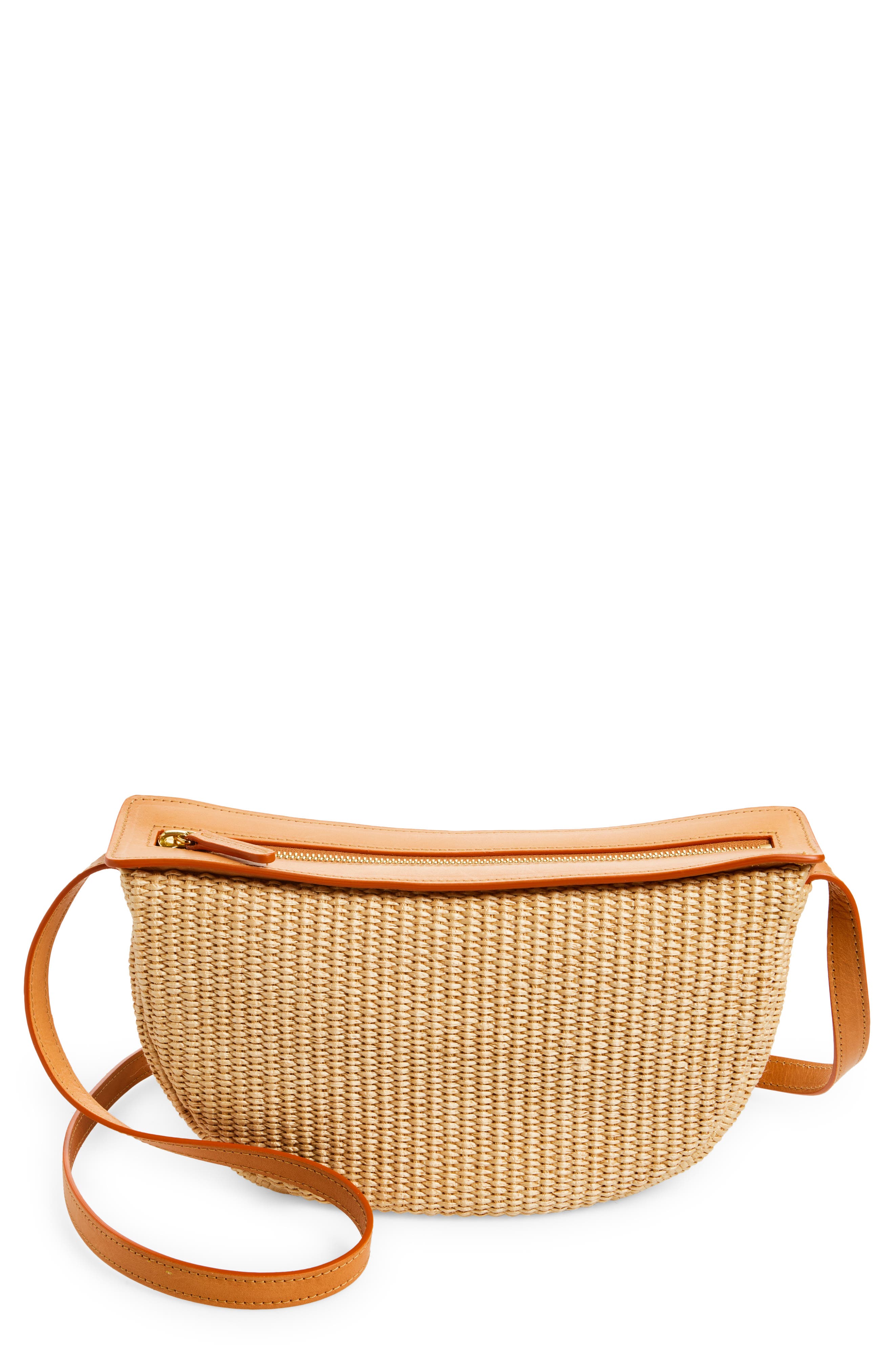 Mansur Gavriel Moon Raffia Sling Bag, Main, color, 