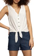 Sanctuary Tie Front Slub Jersey Button-Up Tank