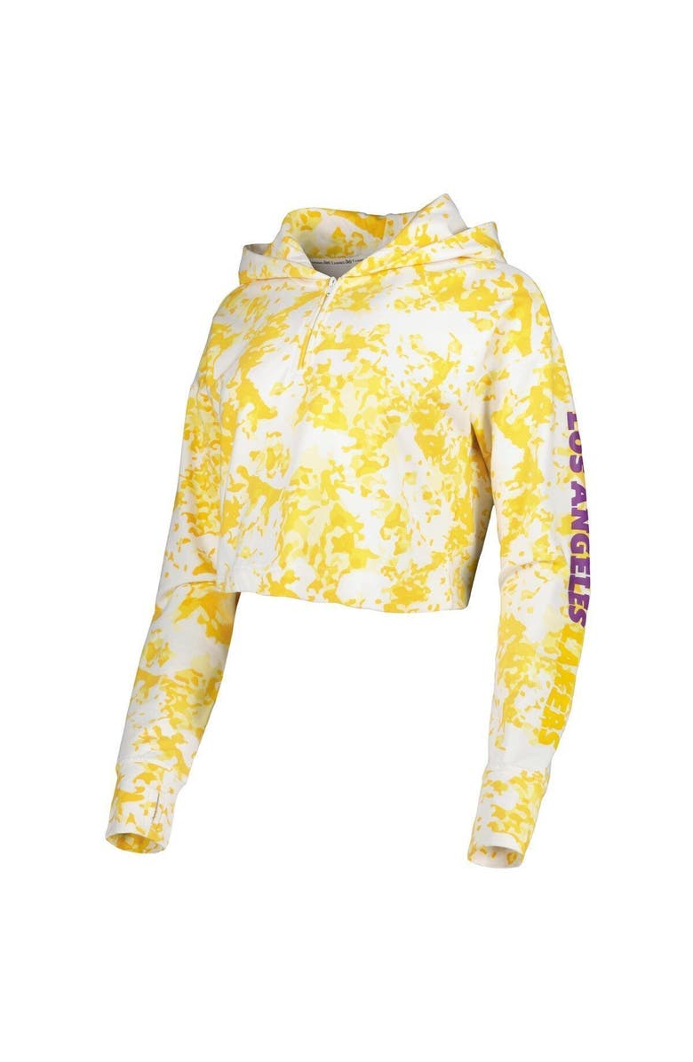 LUSSO Women's Lusso Gold/White Los Angeles Lakers Maia Tri-Blend Cropped Quarter-Zip Top, Alternate, color, Gold