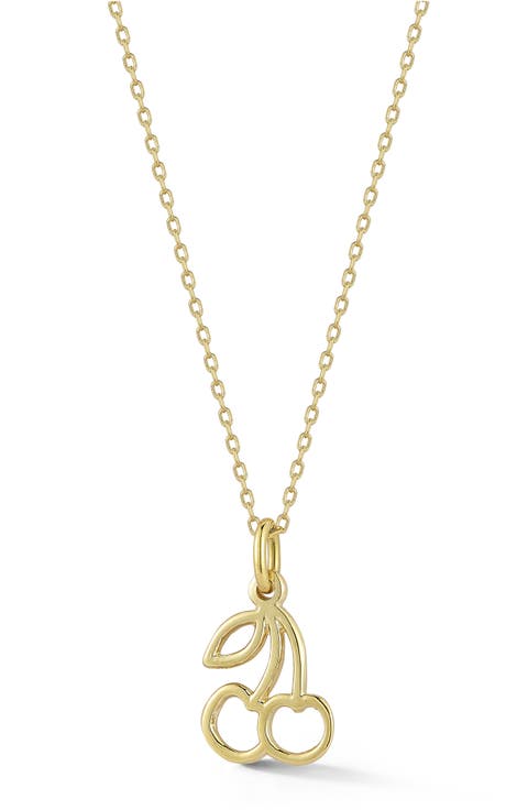 14K Gold Cherry Pendant Necklace