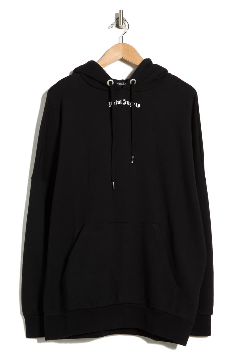 Palm Angels Logo Graphic Hoodie, Main, color, Black White