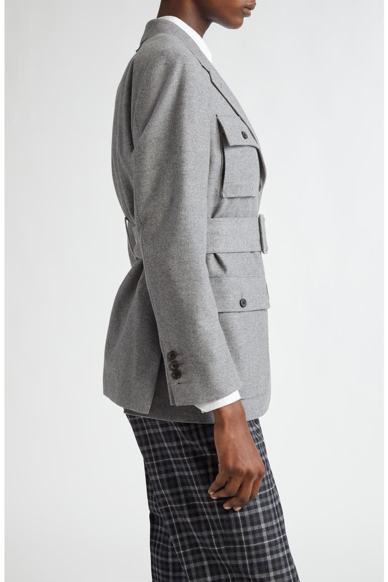 Wool Flannel Safari Jacket, Alternate, color, LIGHT GREY